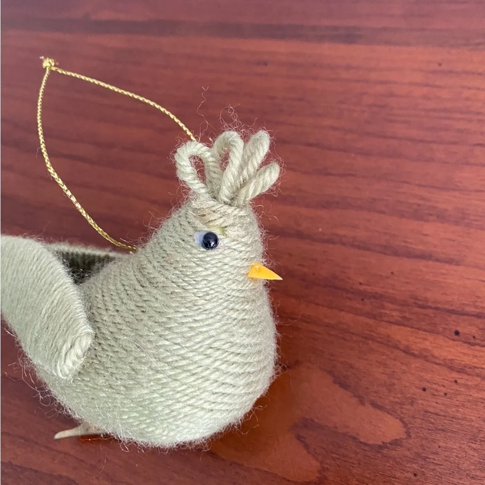Green Yarn Bird Ornament